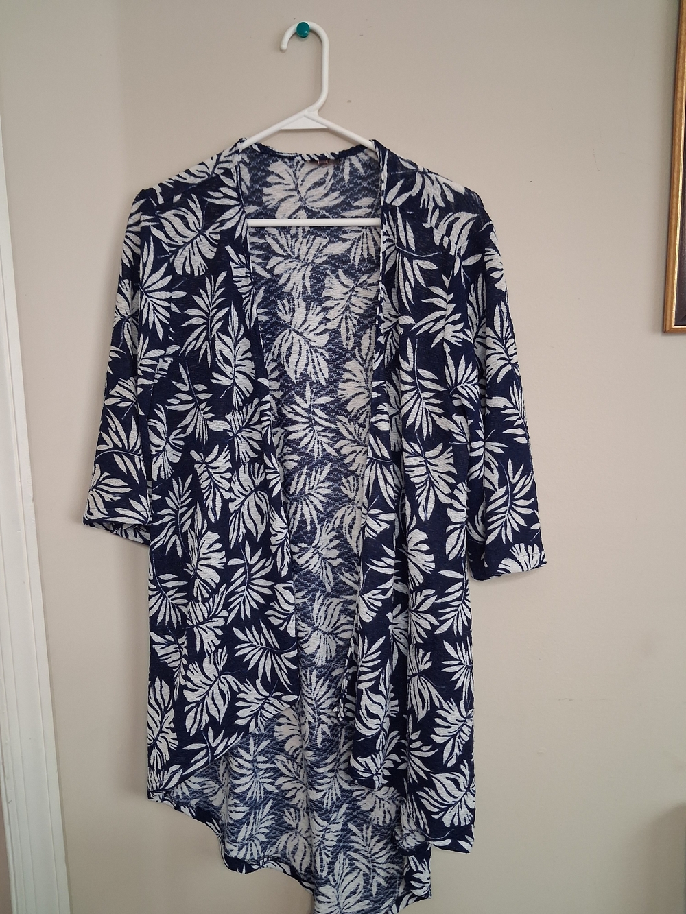 Women's Navy & White Leaf-Print Swim Cover-Up